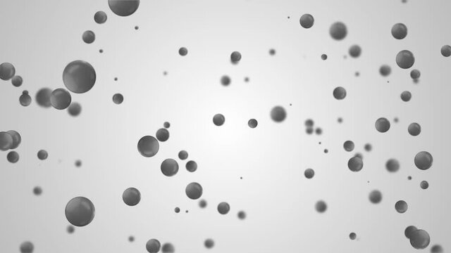 Abstract Loop Background Beautiful White Black Spheres on Surface Morphing with 3d objects falling down. presentation flyer magazine and advertising.