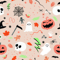 Halloween seamless background. Vector Halloween seamless pattern background.