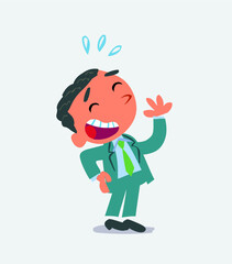 cartoon character of businessman laughing happily.