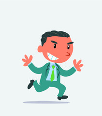cartoon character of businessman running very pleased