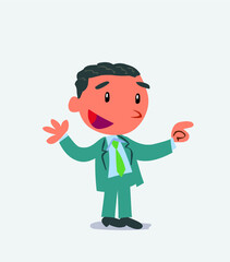cartoon character of businessman smiling while pointing