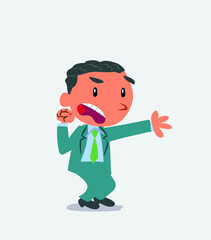 Very angry cartoon character of businessman pointing at something