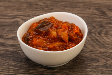 Eggplant saute with tomato and herbs