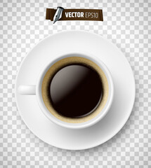 Tasse de café vectorielle sur fond transparent - obrazy, fototapety, plakaty
