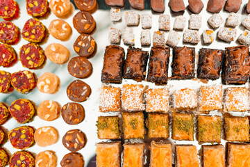 A nice photo of some turkish delights on a silver tray