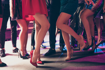 Cropped photo portrait of legs of group of people at luxury new year party © deagreez