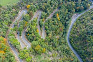 Bird's eye view of the serpentines near Patersberg / Germany in Rhineland-Palatinate