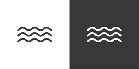 Waves on the sea. Isolated icon on black and white background. Weather vector illustration - 386684879