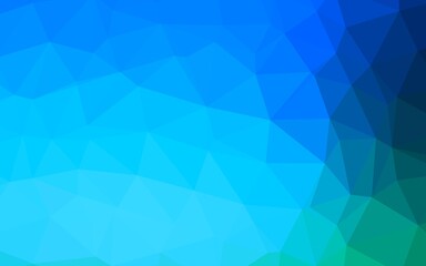 Light Blue, Green vector shining triangular pattern.