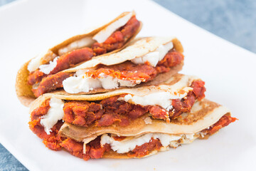 crepe sobrasada and cheese  front view
