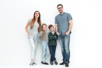 Fototapeta premium in full growth.happy family with two children.