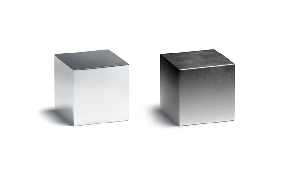 Blank metallic gloss and matte cube mockup set
