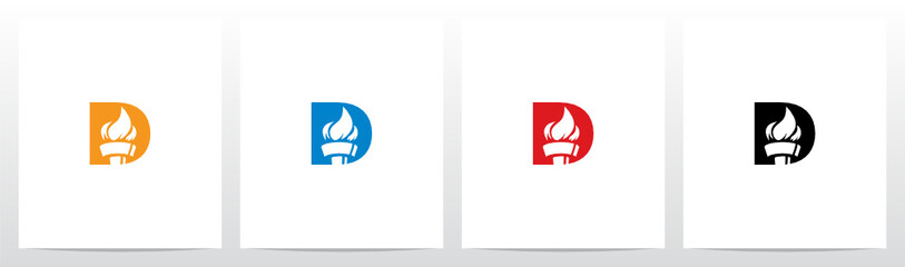 Fire Torch On Letter Logo Design D