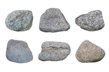 Fototapeta na wymiar Set of piece of granite rock isolated on a white background.