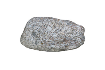 specimen of granite rock (plutonic rock) isolated on a white background. Granite is a felsic, generally equigranular, relatively light coloured intrusive rock.