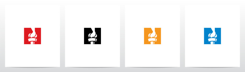 Fototapeta Fire Torch On Letter Logo Design N obraz