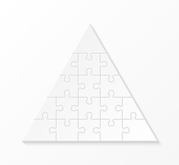 five levels pyramid puzzle presentation infographic template with explanatory text field for business statistics illustration. Five stages triangle puzzle piece shape