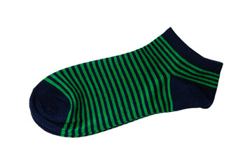 a pair of green striped striped ankle socks located on a white background