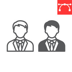 President line and glyph icon, election and user, manager sign vector graphics, editable stroke linear icon, eps 10.