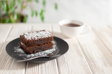Delicious brownie cocoa cake with chocolate and nuts