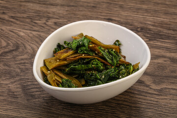 Vagan cuisine with roasted green bean
