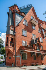 Obraz premium The apartment building for the Moscow creative intelligentsia was built in the Russian Art Nouveau style by the project of the famous artist Sergei Malyutin (1859-1937) 