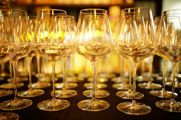 Abstract blur group of glass, Party background concept.