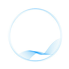 流線型の繊細なブルーのラインの丸フレーム_水_風_換気