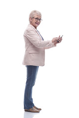 cute senior woman talking on her smartphone
