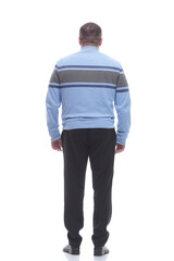 Fototapeta premium rear view. adult male looking at a large white screen