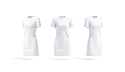 Blank white cloth dress mockup, front and side view