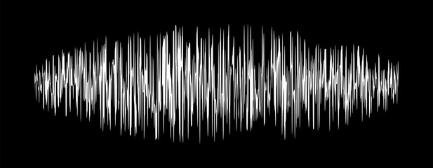 sound signal waveform, audio wave line on black, sound wave for voice recording music, music audio symbol or radio waveform