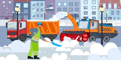 Snow Clearing Vehicles Composition © Macrovector