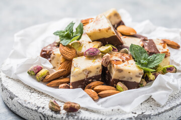 Traditional sweet oriental halva or halvah dessert.