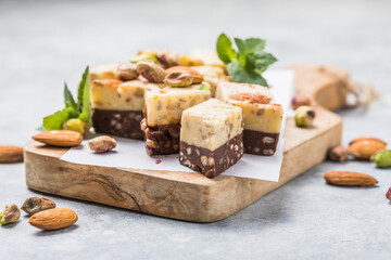 Traditional sweet oriental halva or halvah dessert.
