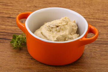 Vegan food - hummus with olive oil