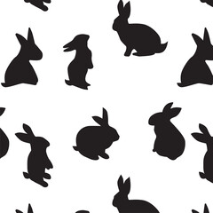 Beautiful rabbit silhouette art vector pattern.