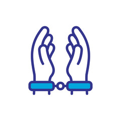 Handcuffs, manacles or shackles icon. Chained, handcuffed hands, vector design trendy