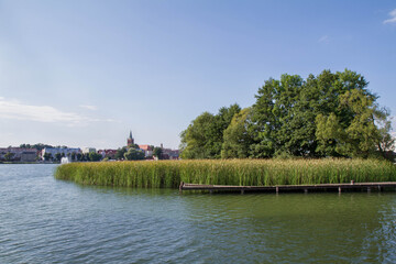 Fototapeta na wymiar Lake Barlineckie with the panorama of the city of Barlinek, Zachodniopomorskie region, Poland