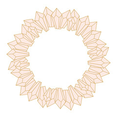Pink Crystals on a white background . Round Frame for text. Greeting card. Vector illustration