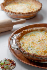 Freshly baked Quiche for family brunch