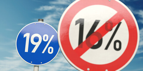 Erhöhung der Mehrwertsteuer in den Deutschland von 16 Prozent auf 19 Prozent
