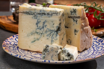 Cheese collection, Italian gorgonzola cheese made from unskimmed cow milk in Piedmont and Lombardy