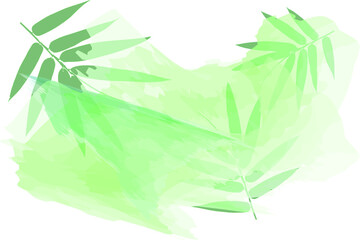 Artistic background of bamboo leaves, in watercolor style. vector EPS 10