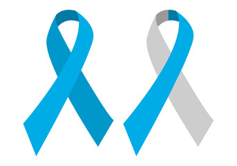 Lazos azules de diabetes en fondo blanco. © Gabrieuskal