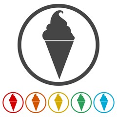 Ice cream ring icon, color set