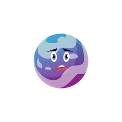 Unhappy space planet character with sad face flat .vector illustration isolated.