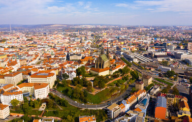 Fototapeta premium Aerial view on the city Brno. South Moravian region. Czech Republic. High quality photo