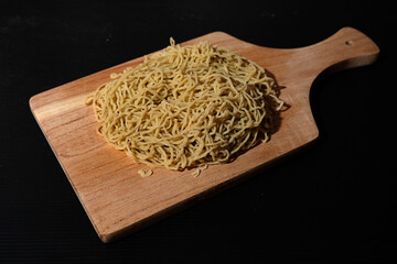 noodles on a table