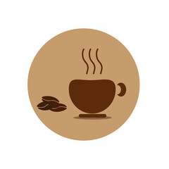 The coffee cup and coffee bean icon design is brown